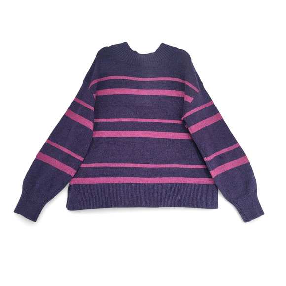 Love Ellie Womens XL‎ Sweater Acrylic Purple Pink Striped V Neck Cozy Knit Soft - Picture 2 of 5